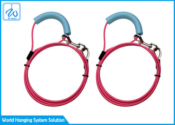 สายจูงสัตว์เลี้ยงเคลือบ PVC พร้อมเสาเกลียวแข็งแรงพร้อมพวงกุญแจ / ด้ามจับนุ่ม