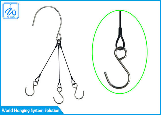 Surface PVC Wire Rope Suspension Systems , Hook Steel Cable Hanging System