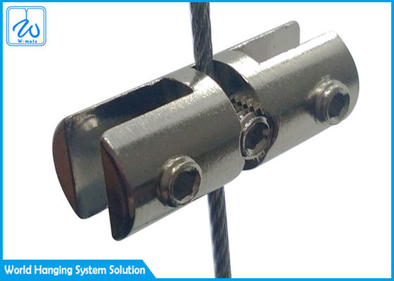 การออกแบบการแสดงสินค้าตามความต้องการ Art Cable Hanging System Glass Side Clamp ในเงิน